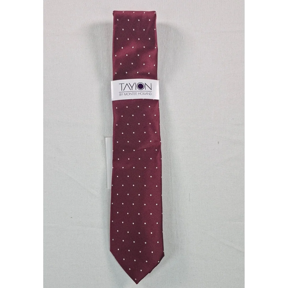 Tayion Mens Tie One Size Dark Red Kappa Alpha Polka Dot Necktie NWT